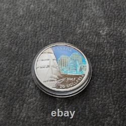2007 1OZ Silver Holographic Proof Canada Brigantine Ship Tall Certif. ETUI RARE