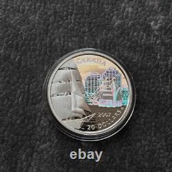 2007 1OZ Silver Holographic Proof Canada Brigantine Ship Tall Certif. ETUI RARE