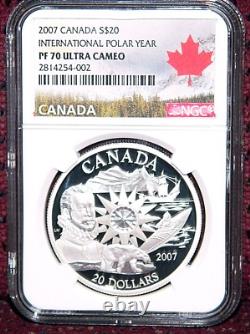 2007 Canada $20 International Polar Year Silver Coin Ngc Pf 70 Ultra Cameo