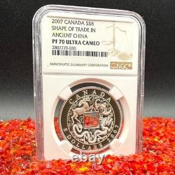 2007 Canada $8 Silver Coin PF70UC Shape of Trade In Ancient China Mint POP 32