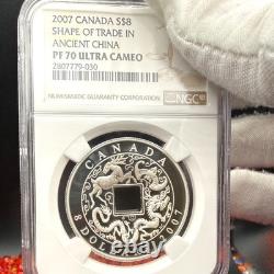 2007 Canada $8 Silver Coin PF70UC Shape of Trade In Ancient China Mint POP 32