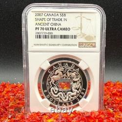 2007 Canada $8 Silver Coin PF70UC Shape of Trade In Ancient China Mint POP 32