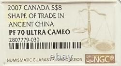 2007 Canada $8 Silver Coin PF70UC Shape of Trade In Ancient China Mint POP 32