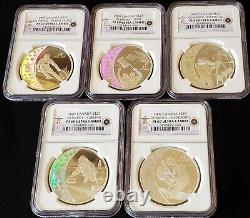 2007 Canada Olympics 5 Coin 1 oz $25 Proof Silver Coin Hologram Set NGC PF69 UC