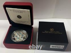 2007 Canadian $20 Sterling Silver Blue Crystal Snowflake Coin With OGP & COA
