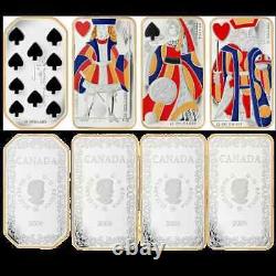 2008-09 Canada $15 Playing Card Money Set 4 X 1 Oz Silver Proof Coin Set