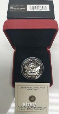 2008 CANADA PROOF SILVER DOLLAR 90 years of Remembrance / Armistice