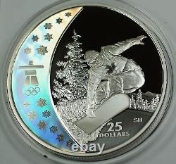 2008 Canada $25 Silver Holographic Proof Coin-Snowboarding-2010 Vancouver- withCOA