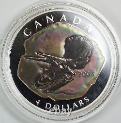 2008 Canada $4 Proof Silver Coin Triceratops- 1/2 oz. 9999 Silver with Box & COA