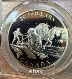 2008 Large Canada $20 Agriculture Trade. 9999 Silver Coin PCGS PR70 Deep Cameo