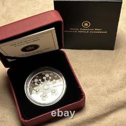 2009 Canada $20 Crystal Snowflake 1oz. 9999 Silver Proof Coin Swarovski Box COA