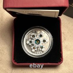 2009 Canada $20 Crystal Snowflake 1oz. 9999 Silver Proof Coin Swarovski Box COA