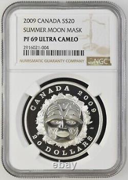 2009 Canada 20 Dollars Silver Proof NGC PF69 Ultra Cameo Summer Moon Mask