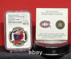 2009 Canada $20 Hockey Goalie Mask Montreal Canadiens Ngc Pf68 Uc Silver Coin