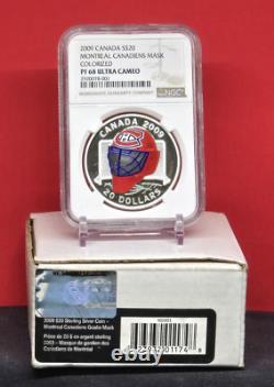 2009 Canada $20 Hockey Goalie Mask Montreal Canadiens Ngc Pf68 Uc Silver Coin