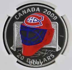 2009 Canada $20 Hockey Goalie Mask Montreal Canadiens Ngc Pf68 Uc Silver Coin