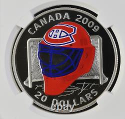 2009 Canada $20 Hockey Goalie Mask Montreal Canadiens Ngc Pf69 Uc Silver Coin