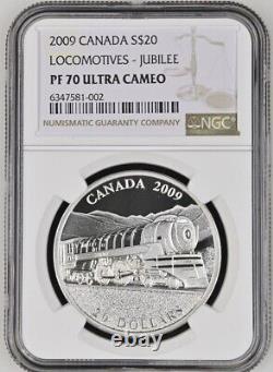 2009 Canada Silver Proof $20 Locomotives Jubilee NGC PF70 UCAM! Rare Top POP