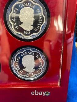 2010 2021 Canada $15 Silver Proof Lotus Set of 12 withBox + COA's