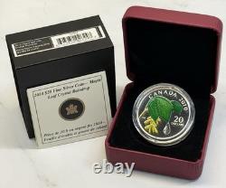 2010 Canada $20 Crystal Raindrop Maple Leaf 1 oz Silver Proof Coin