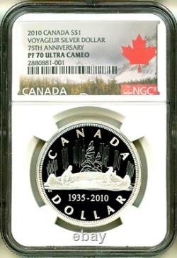 2010 Canada S$1 Voyageur Silver Dollar 75th Ann. Limited Edition NGC PF70 UC