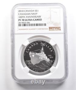 2010 Canada Silver Dollar Canadian Navy 100th Anniversary PF70 UCAM NGC 3819