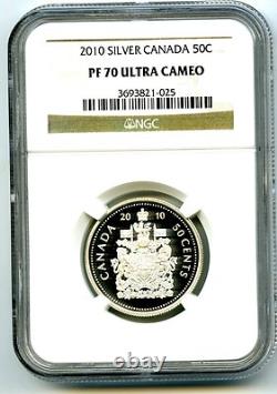 2010 Canada Silver Proof 50 Cent Half Dollar Ngc Pf70 Ucam Super Rare Top Pop=6