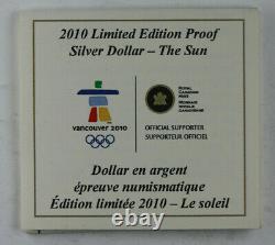 2010 Proof Canada Vancouver Olympics The Sun. 925 Silver Round with box and COA