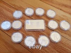 2010 VANCOUVER CANADA Olympics Set of 13 Silver PROOF Coins and Wafer