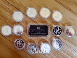 2010 VANCOUVER CANADA Olympics Set of 13 Silver PROOF Coins and Wafer