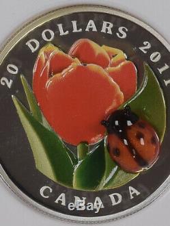 2011 Canada NGC PF 70 Ultra Cameo $20 Tulip with Ladybug 1 oz Silver Coin