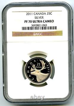 2011 Canada Silver Proof 25 Cent Ngc Pf70 Ucam Quarter Super Rare Top Grade