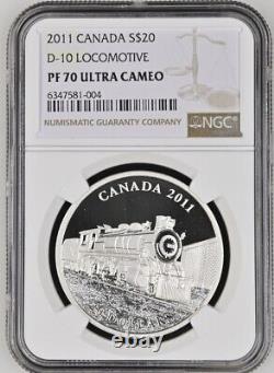 2011 Canada Silver Proof D-10 Locomotive $20 Coin NGC PF70 UCAM! Rare Top POP