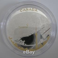 2011 Proof $25 Toronto Map 2oz. 9999 silver with gold plate Canada