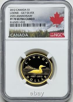 2012 $1 Canada Gilt Silver Proof Loonie Ngc Pf70 Ucam 25th Anniversary Pop-9