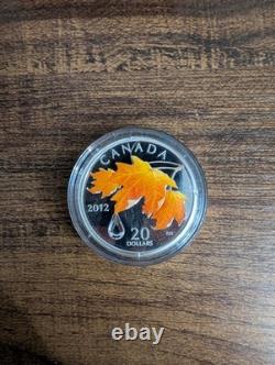 2012 $20 Canadian Maple Leaf with Crystal Raindrop Silver Proof Coin