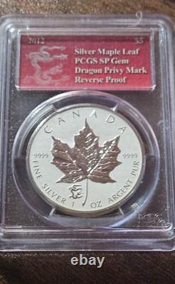 2012 $5 Canada Silver Maple Leaf Reverse Proof PCGS SP Gem Dragon Privy