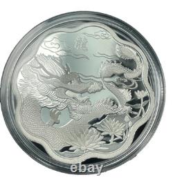 2012 CANADA $15 LUNAR YEAR OF THE DRAGON. 9999 1OZ PROOF SILVER COIN WithBOX & COA