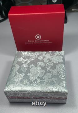 2012 CANADA $15 LUNAR YEAR OF THE DRAGON. 9999 1OZ PROOF SILVER COIN WithBOX & COA