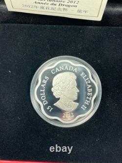 2012 CANADA $15 LUNAR YEAR OF THE DRAGON. 9999 1OZ PROOF SILVER COIN WithBOX & COA