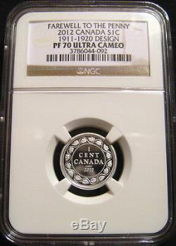 2012 CANADA 1c FAREWELL PENNY NGC PF70 UC 1911-1920 Design Silver Proof Cent