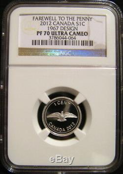 2012 CANADA 1c FAREWELL TO THE PENNY NGC PF70 UC 1967 Design Silver Proof Cent