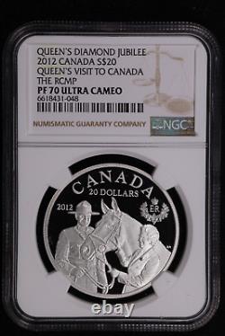 2012 Canada Silver $20 Proof coin, The Queen Visits RCMP NGC PF 70 UC