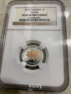 2012 Canada Silver Cent Ngc Pf69 Uc Proof First & Last Year Issue Gilted Maple
