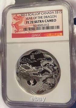 2012 Canada Year of the Dragon Proof Silver Scallop $15 -NGC PF70 UCAM! Scarce