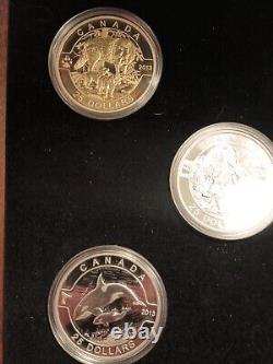 2013 0 Canada Box Set 5 1 Oz. 9999 Fine Silver Proof Set Wolf Caribou Orca Pbear