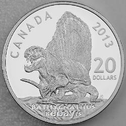 2013 $20 Canadian Dinosaurs Bathygnathus Borealis 99.99% Pure Silver Proof Coin