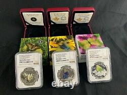 2013 2014 2015 1 oz. 999 Silver PROOF $20 Butterflies of Canada NGC PF70 69 Set