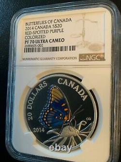 2013 2014 2015 1 oz. 999 Silver PROOF $20 Butterflies of Canada NGC PF70 69 Set