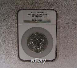 2013 $50 Canada Maple Leaf 5 Oz. 999 Silver NGC PF 69 Reverse Proof 25th Anniv